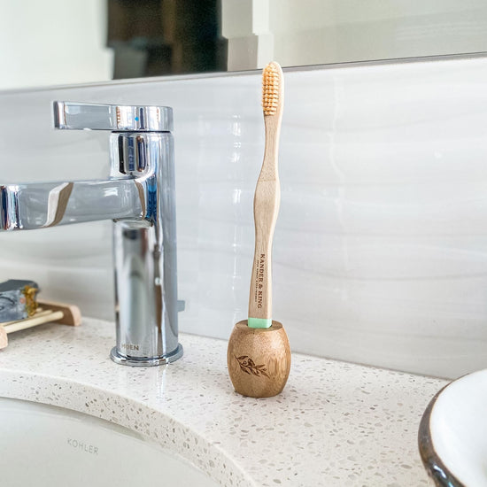 eco friendly bamboo toothbrush holder