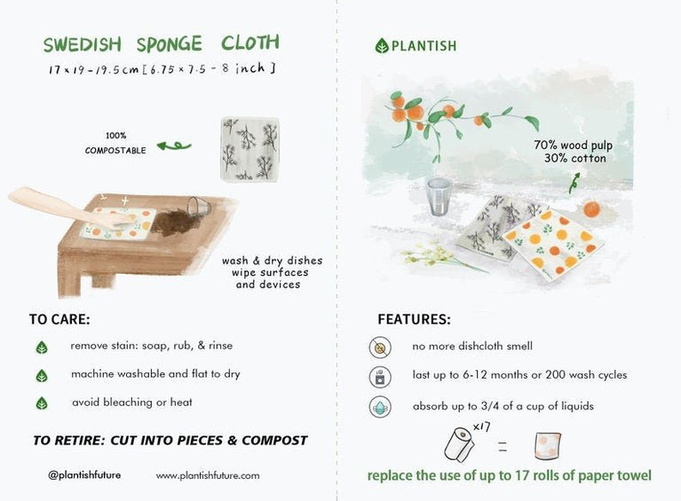 Orange Cuties - Swedish Sponge Cloth Plantish